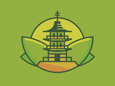 Temple design icon illustration logo temple zen