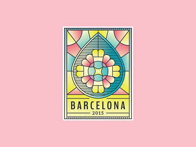Barcelona Sticker design drupal icon illustration line retro shapes simple sticker