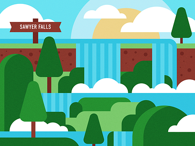 Waterfall flat fun illustration shapes simple waterfall