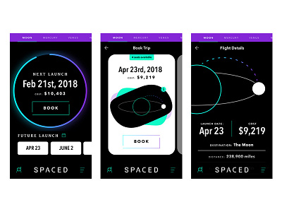 SPACED App Screens app design mobile spaced ui ux web