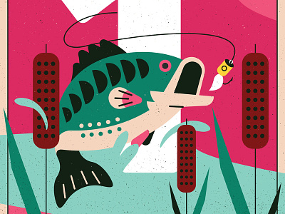 Bass design fish illustration rustic vector