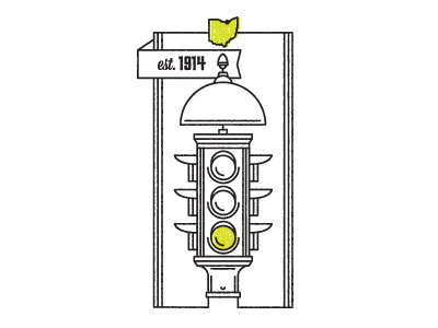 Traffic Light black and white cleveland icon illustration line drawing ohio
