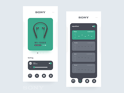 SONY noise-cancelling headphones concept interface