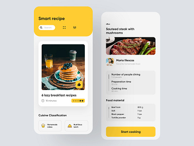 Concept smart learning cooking app app design icon interface smart smart learning cooking apps ui