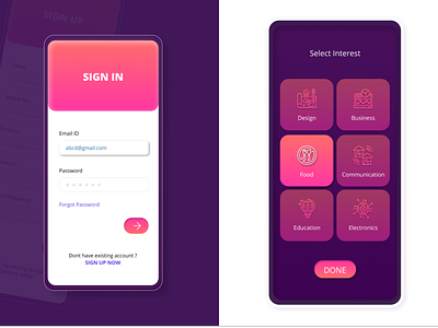 Experiment of gradients in Sign In, Sign Up UI Screens daily 100 challenge dailyui dailyui 001 dribbble hellodribbble login flow design lovefordribbble