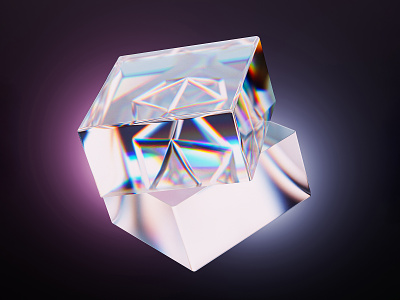 Crystal cube 3d abstract blender crystal dispersion glass render three dimensional