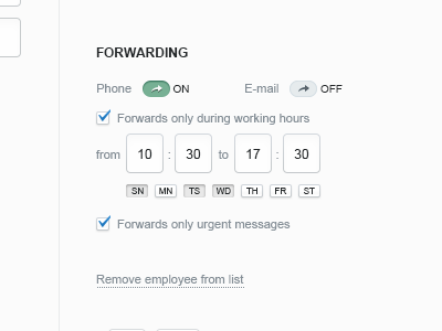 Pingbox - Forwarding settings interface ux web service