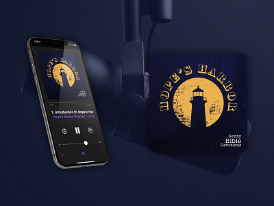 "Hope's Harbor" Podcast Art branding design graphic design lighthouse logo marl nautical podcast