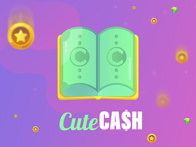 CuteCash App Logo application book cash dollars icon logo logodesign logotype