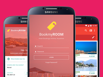 BookmyROOM - Hotel Booking App android booking app cards hotel material design