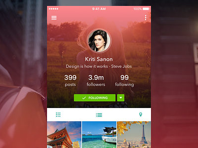 User Profile inspired by Instagram dailyui design flatui instagram iphone material design user profile