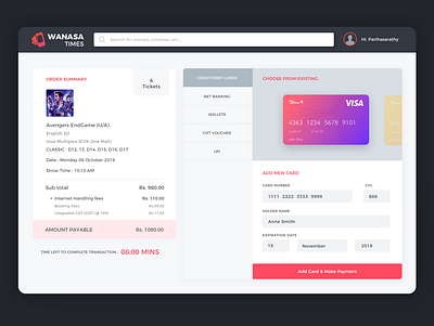 Credit Card Payment app book app branding card creditcard design order summary payment payments ticket ticketbooking typography ui ux web