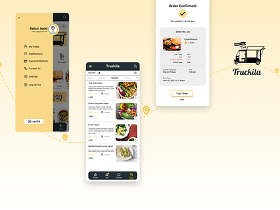 Truckila - Moblie App for a food truck app branding designer presentation ui ux