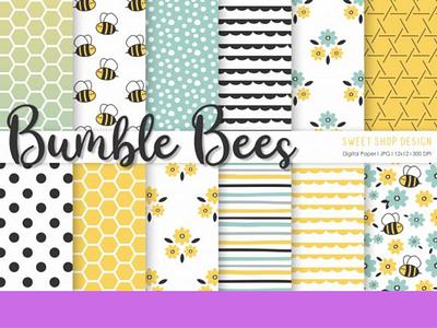 Digital Paper BUMBLE BEES Graphic