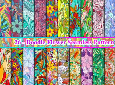 Colorful Doodle Flower Seamless Pattern animation app art branding colorful design flat graphic design illustration logo pattern ui