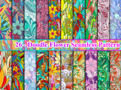 Colorful Doodle Flower Seamless Pattern