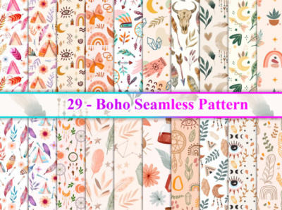 Boho Seamless Pattern Graphic animation app art branding design flat flower graphic design illustration logo ui