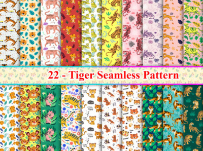 Tiger Seamless Pattern Grafik animal art design flat graphic design illustration seamless tiger vector