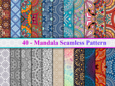 Mandala Seamless Pattern Digital Paper Graphic art design flat graphic design illustration seamless vector