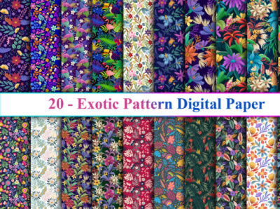 Exotic Pattern Digital Paper Set Graphic art design graphic design illustration vector wall art