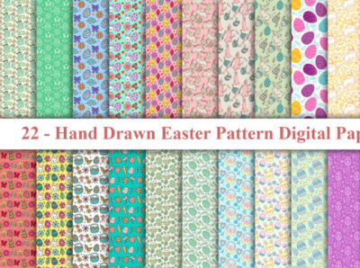 Line Art Easter Pattern Digital Paper