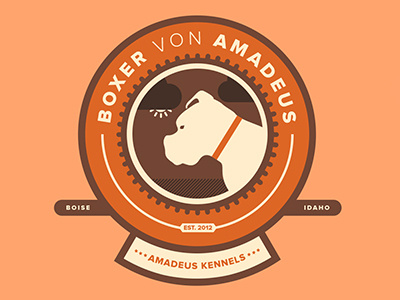 Boxer Von Amadeus Logo badge boise boxer branding circle dog flat idaho illustration kennels logo