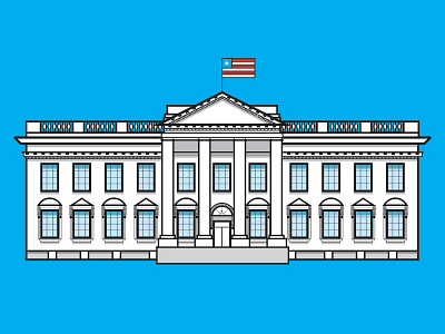 The White House (colored) american architecture colors colour illustration outline the white house usa
