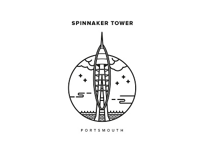 Spinnaker Tower icon illustration outline portsmouth spinnaker strokes tower vector