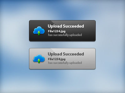 Upload Succesful black cloud design gloss grey icon notifications ui upload ux