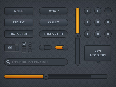 Volcanic UI Kit Pt. 1 buttons radio slider tick tooltip ui