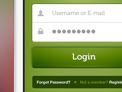 Login Screen app charities clean crisp donating gray green icons ios mobile ui ux