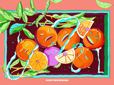 Orange Party illustration logo ui