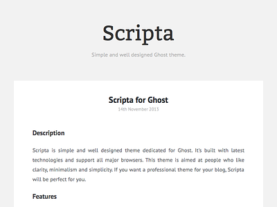 Scripta - Ghost Theme blog clarity creativemarket flat ghost minimalism online scripta simple theme