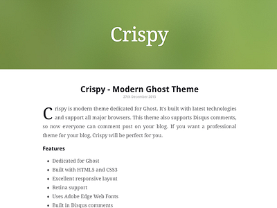 Crispy - Modern Ghost Theme blog buy cover crispt flat ghost live minimalist new online simple theme
