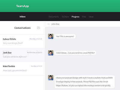 Messenger app chat flat light message simple team