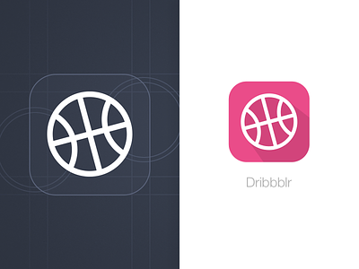 Dribbblr app icon app application dribbble dribbblr flat icon ios long shadow