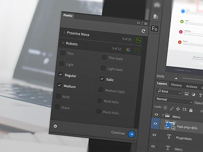 Fontic Photoshop Plugin addon app extension font photoshop plugin pluginmate psd tool web webfonts