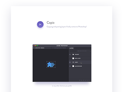 Copio website adobe copio extension flat landing photoshop pluginmate script tool web website