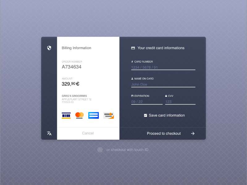 Credit card checkout interface design / UX for dailyUI by Sam on Dribbble