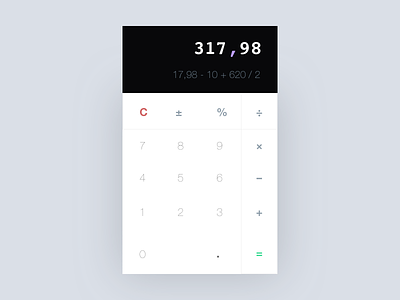 Calculator UI for DailyUI (Minimal, Flat approach) dailyui design graphic graphicdesign interface ui userexperience userinterface ux