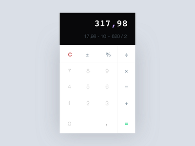 Calculator UI for DailyUI (Minimal, Flat approach)