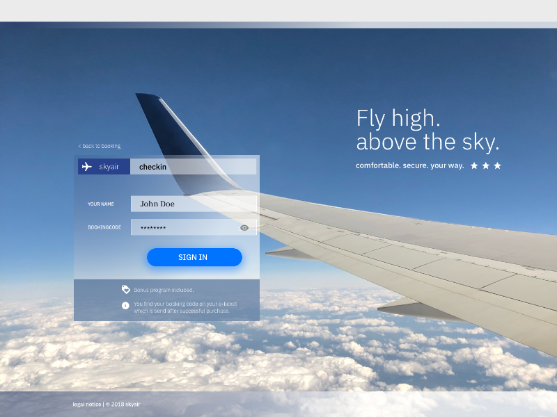 Airline UI/UX lightweight login screen by Sam on Dribbble