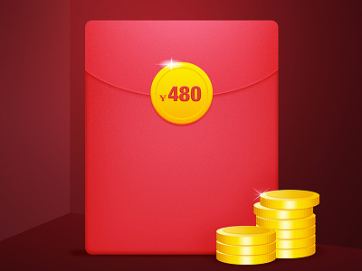 Red envelope and gold coin coin envelope gold red