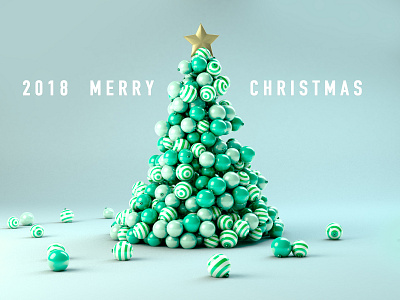 Merrry Christmas c4d christmas green tree