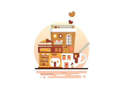 Tea House art building cafe creative cute design flat graphic illustration simple town vector