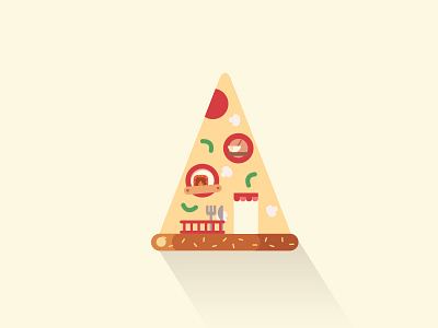 The Pizza Hut art building creative design flat graphic hut illustration pizza simple town vector