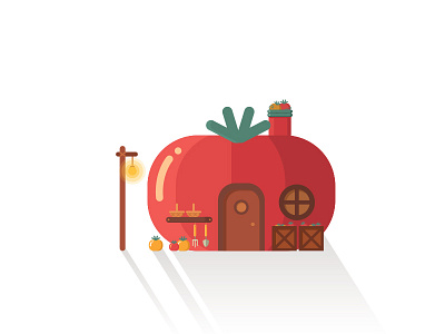 Tomato House art building creative cute design flat graphic illustration simple tomato town vector