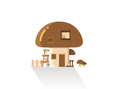 Mushroom House art building creative cute design flat graphic illustration mushroom simple town vector