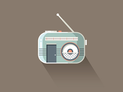 Retro Radio art building creative design flat graphic illustration radio retro simple town vector