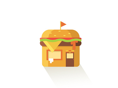 Burger House art building burger creative cute design flat graphic illustration simple town vector